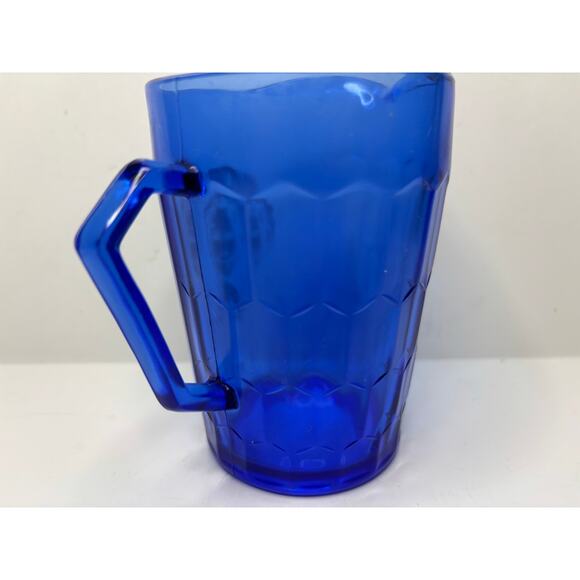 Vntg Shirley Temple Cobalt Blue Glass Creamer Small Milk Pitcher 30s Depression - Picture 3 of 7